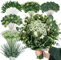 135 Pcs 6 Kinds Mixed Artificial Eucalyptus Stems