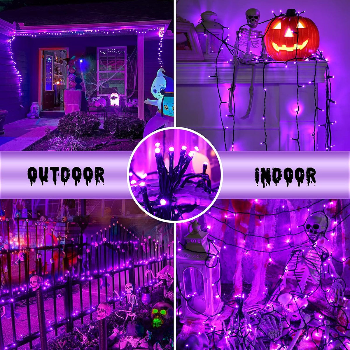 Purple Halloween Lights, 82ft 200 LED Halloween String Lights with 8 Modes