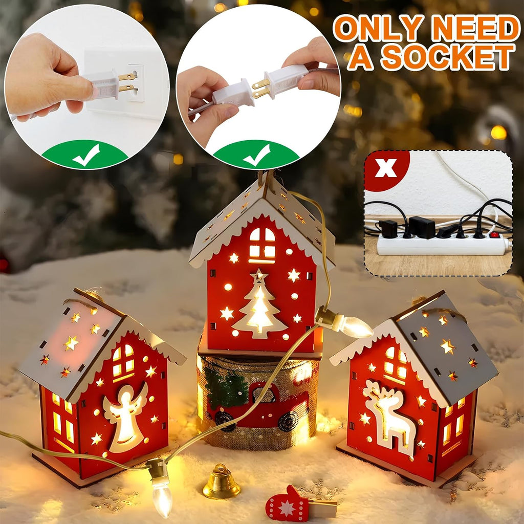 Christmas Village Lights with 10 LED Bulb, C7 Snow Village Light with Clips