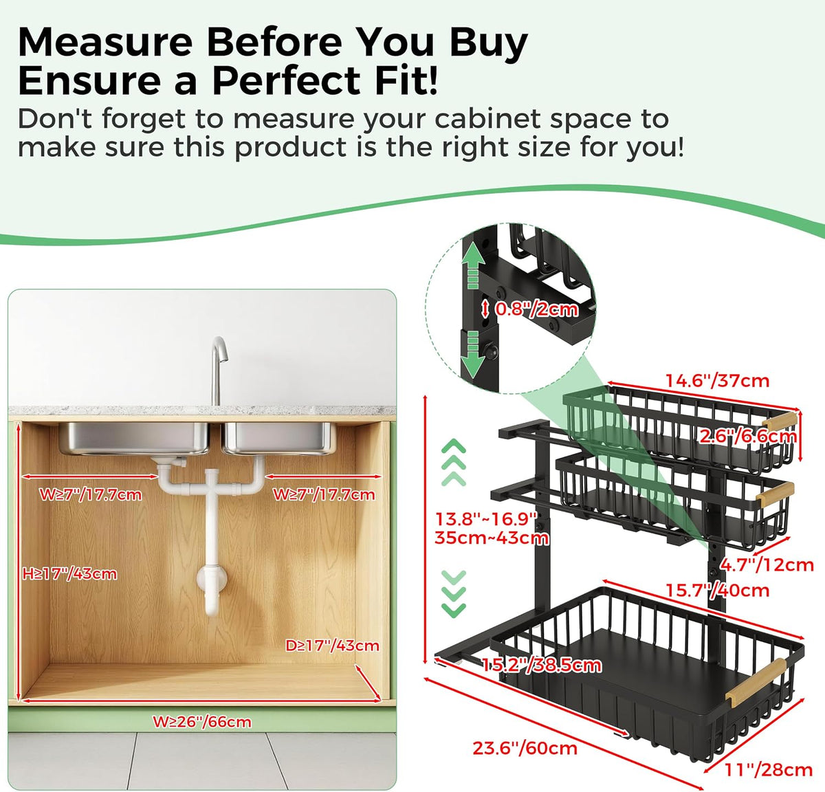 3 Tier Under Sink Organizer: Pull Out Cabinet Storage for Bathroom,1 Pack