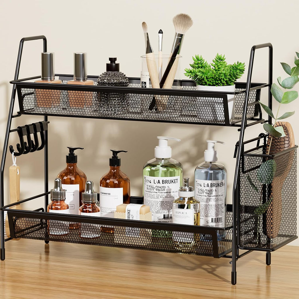 VITVITI 2 Tier Bathroom Countertop Organizer, Vanity Storage Shelf, Black