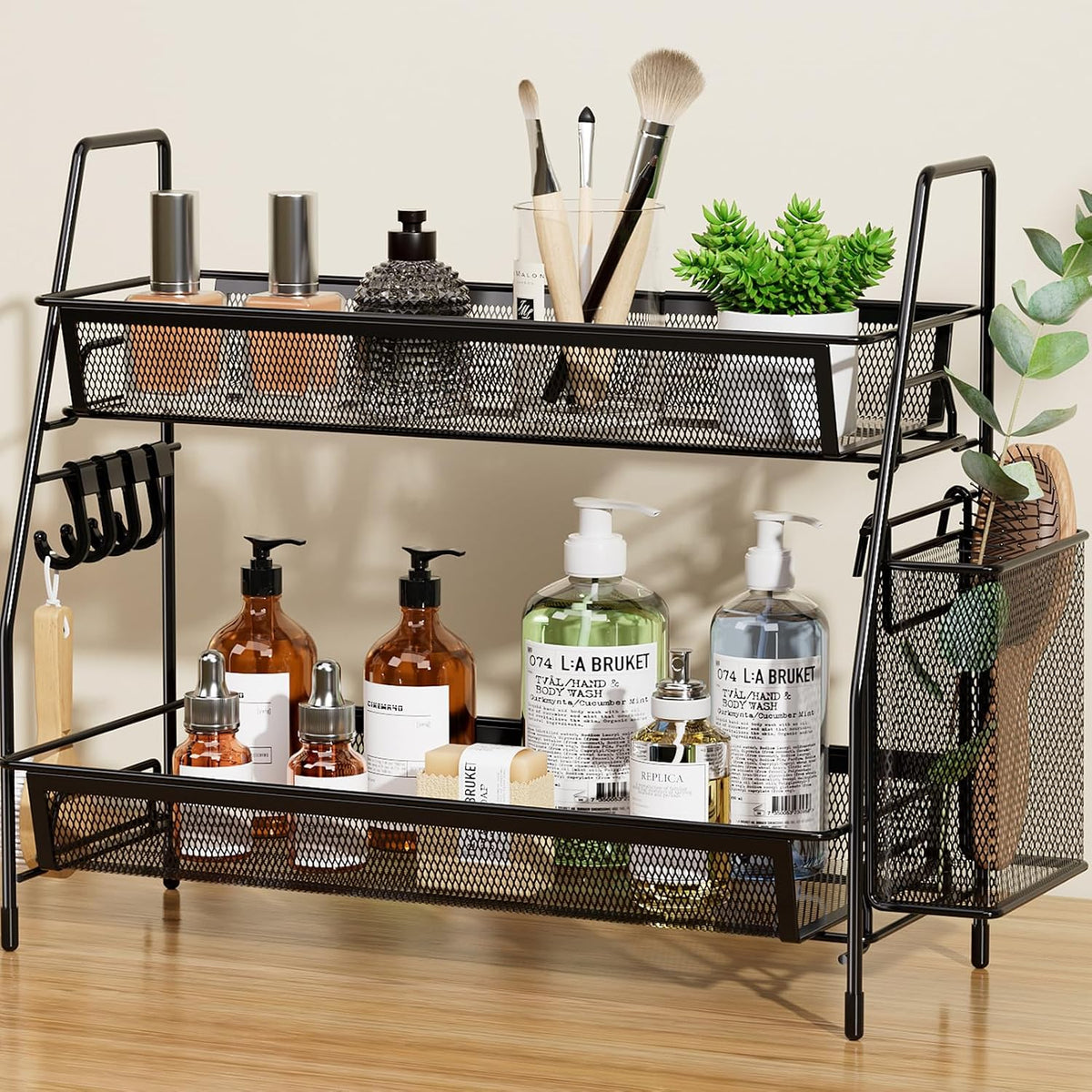 VITVITI 2 Tier Bathroom Countertop Organizer, Vanity Storage Shelf, Black