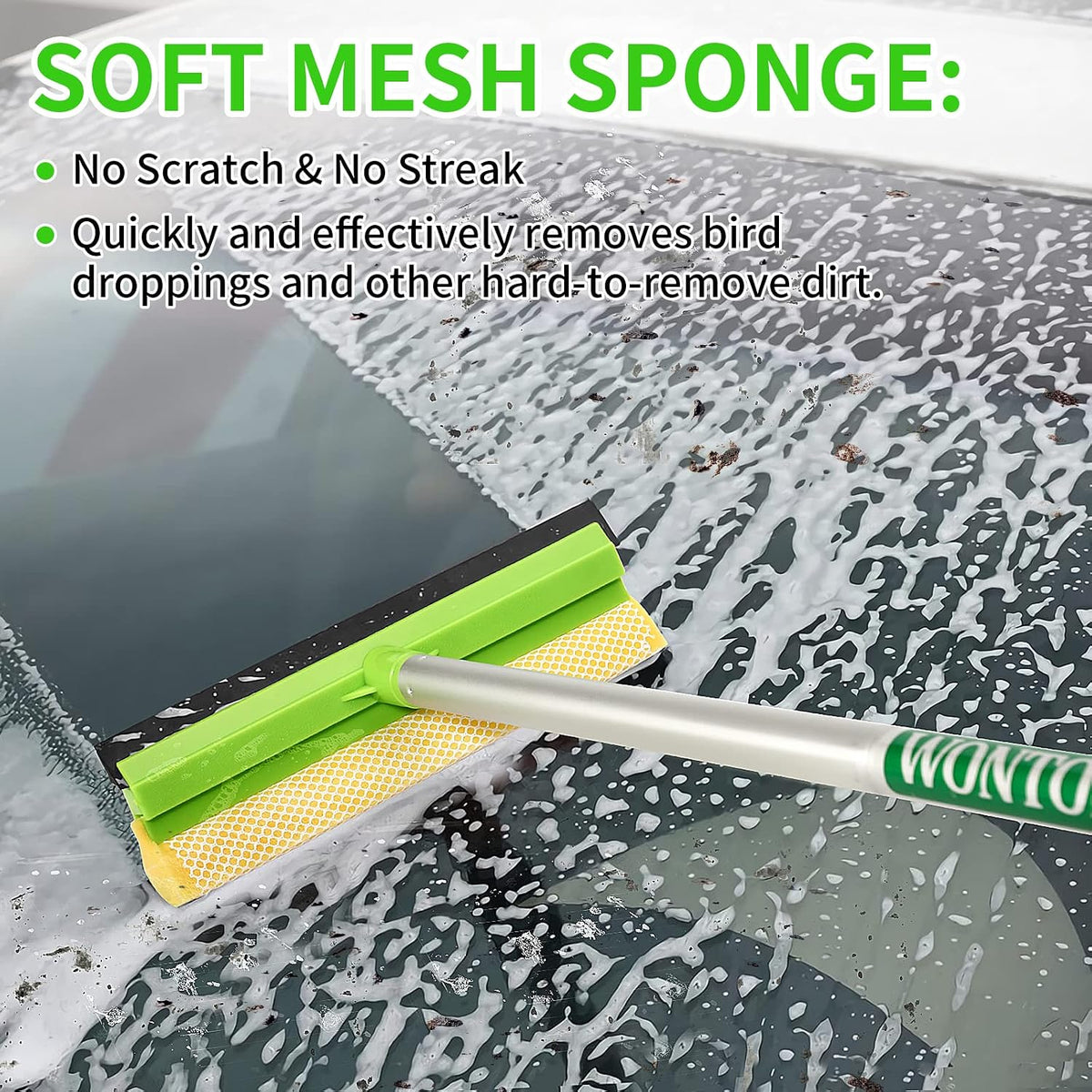 4-in-1 Window Cleaning Kit with Storage Bag, 79'' Window Squeegee Cleaner Tool with Extension Pole, Professional Window Washing Equipment for Home, Outdoor Windows, Glass, Shower, Commercial