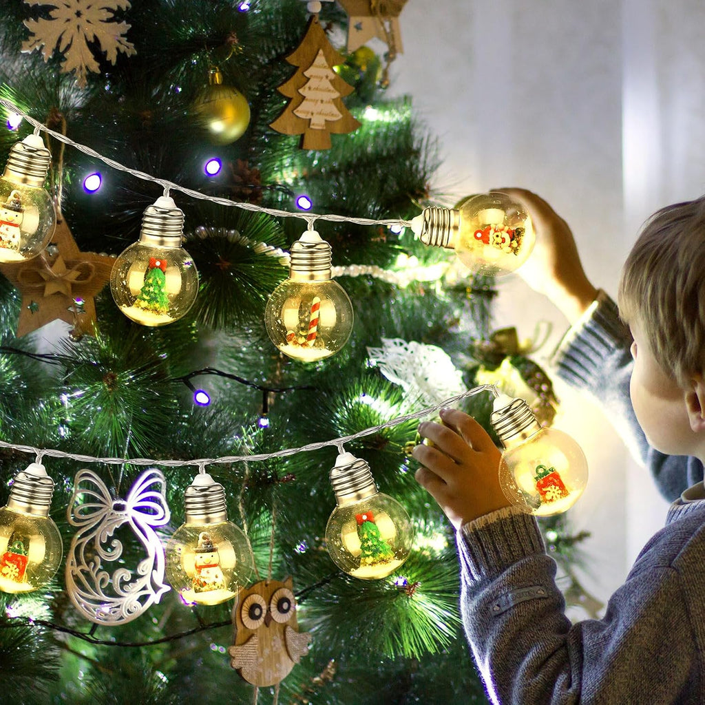 Aurelema 1 Pc Christmas Bulb String Lights Snow Globe Lamp, Warm Light