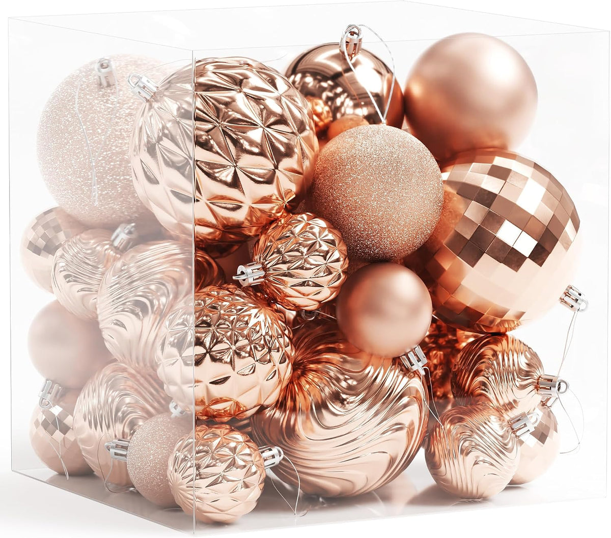 Annecy Christmas Tree Ornaments - 36 PCS Shatterproof Christmas Ball Ornaments Set for Holiday, Wreath & Party Decorations (Multi-Size, Rose Gold)