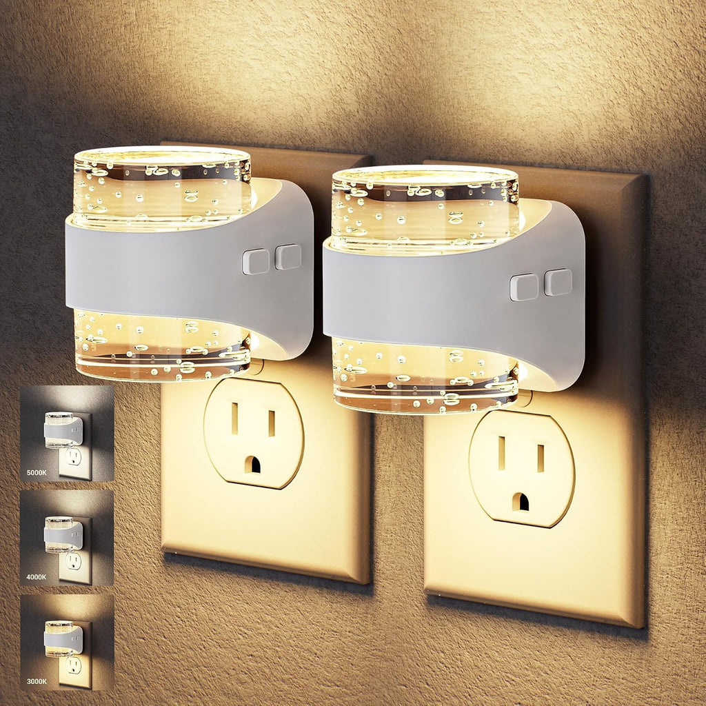 JandCase LED Night Light, Bubble Night Lights Plug into Wall Auto, 3 Color