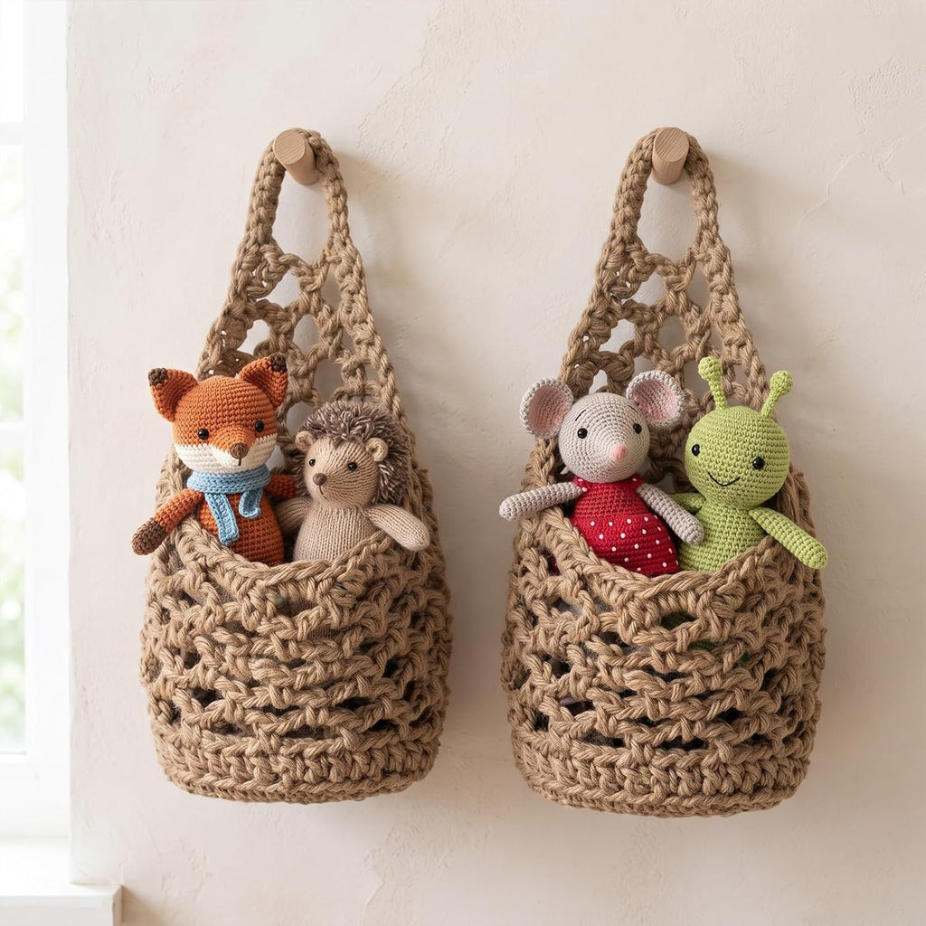 2 Pack 6-inch Hanging Planters, Macrame Wall Plant Hanger, Brown