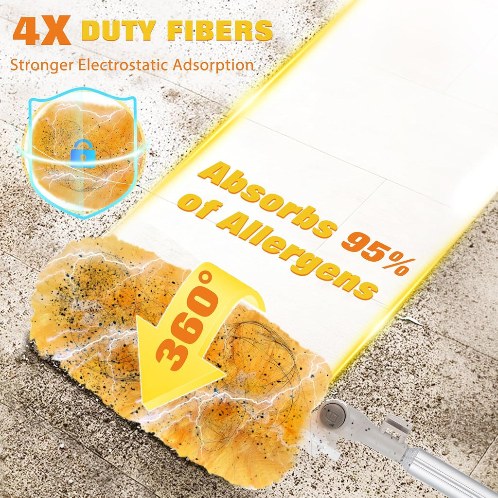 360° Duster Refills for Swiffer Duster, 40 Pack Heavy Duty Duster Kit for Cleaning with 4X Electrostatic,Compatible with Swiffer Handle Pet Hair, Blinds & Car Vents– Great Gift Set
