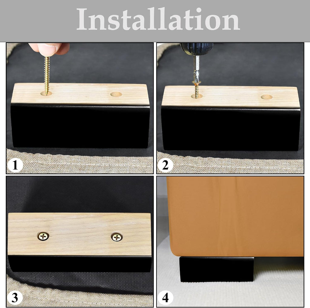 Wood Bed Risers (Black, 2 inch)