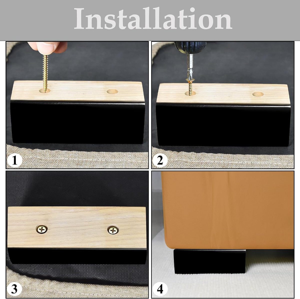 Wood Bed Risers (Black, 2 inch)