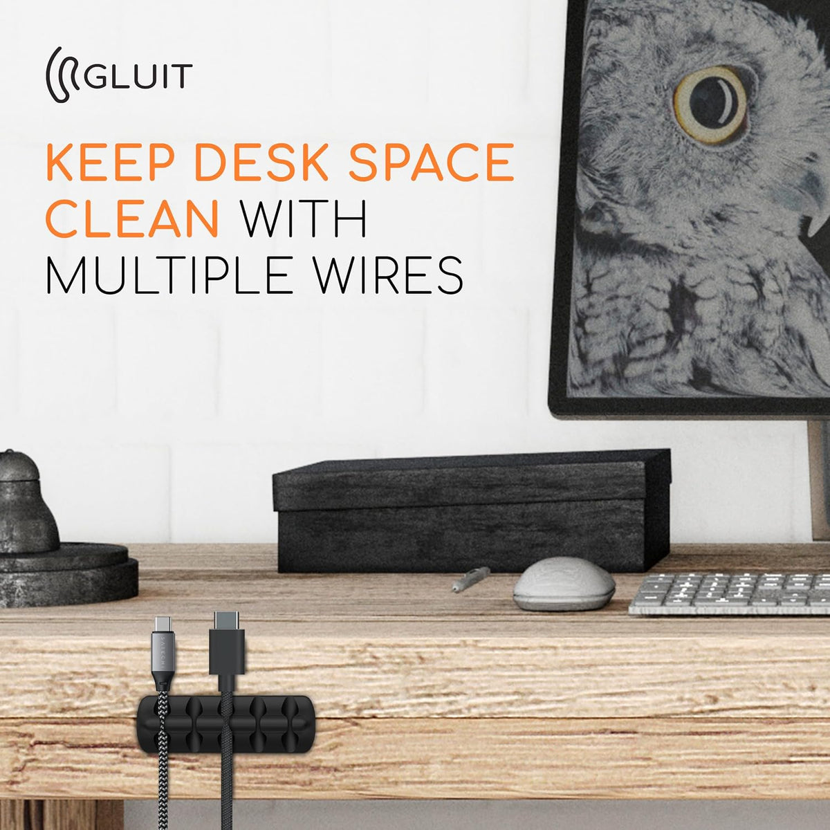 Cord Organizer for Desk, Nightstand Cable Holder, 5 Pack, Multislot, Black