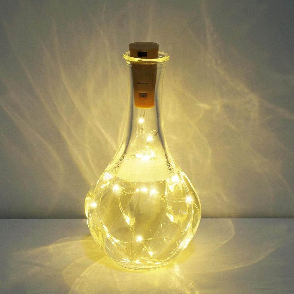 20 LED Wine Bottle Lights with Cork, 15 Pack Battery Operated Cork Shape Fairy Light Waterproof Mini Copper Silver Wire String Lights for Party, Wedding, Christmas, Bedroom Decor (Warm White)