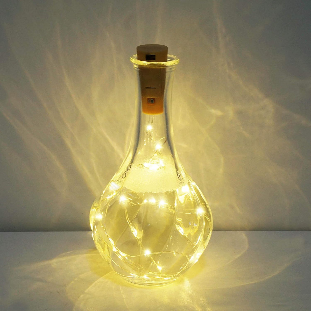 20 LED Wine Bottle Lights with Cork, 15 Pack Battery Operated Cork Shape Fairy Light Waterproof Mini Copper Silver Wire String Lights for Party, Wedding, Christmas, Bedroom Decor (Warm White)