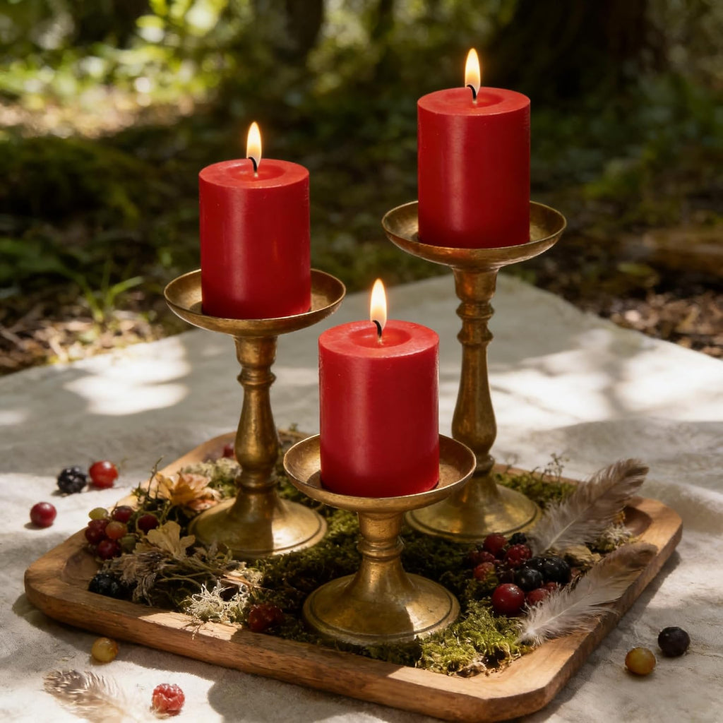 2 Pack 3x6 Inch Red Unscented Pillar Candles - 70 Hour Long Burning Dripless Smokeless Candles for Valentine's Day Christmas Home Decor Weddings Festivals
