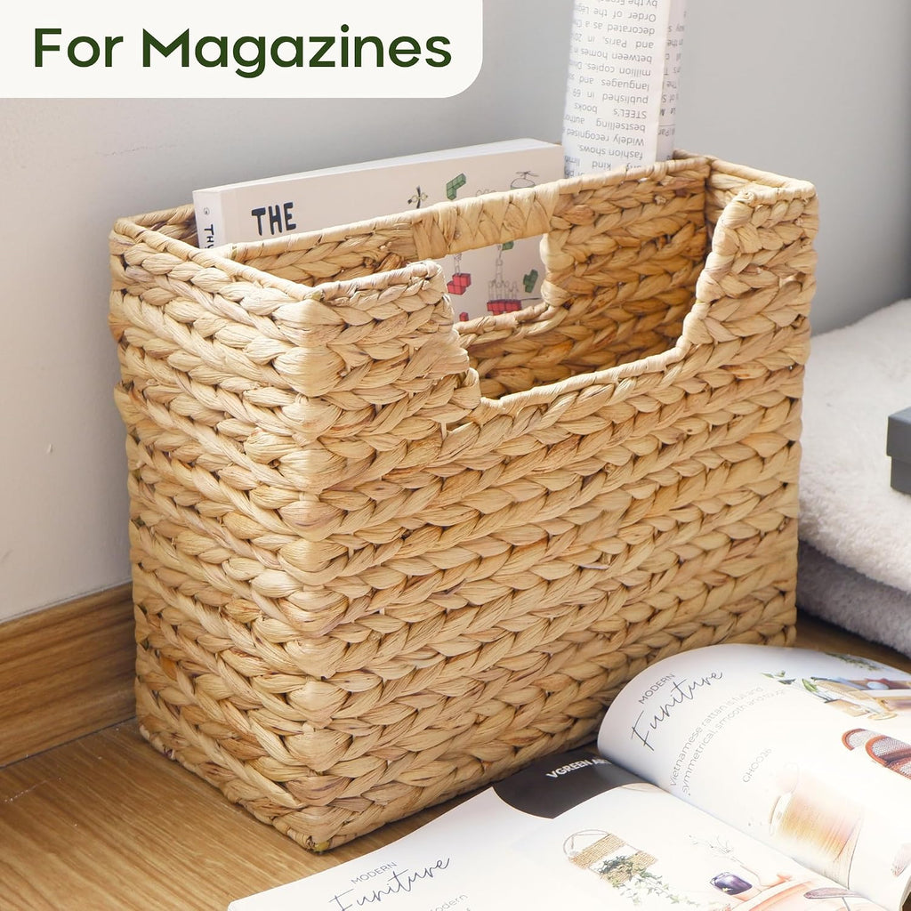 Chi An Home Wicker Magazine Basket Water Hyacinth Handwoven Magazine Holder