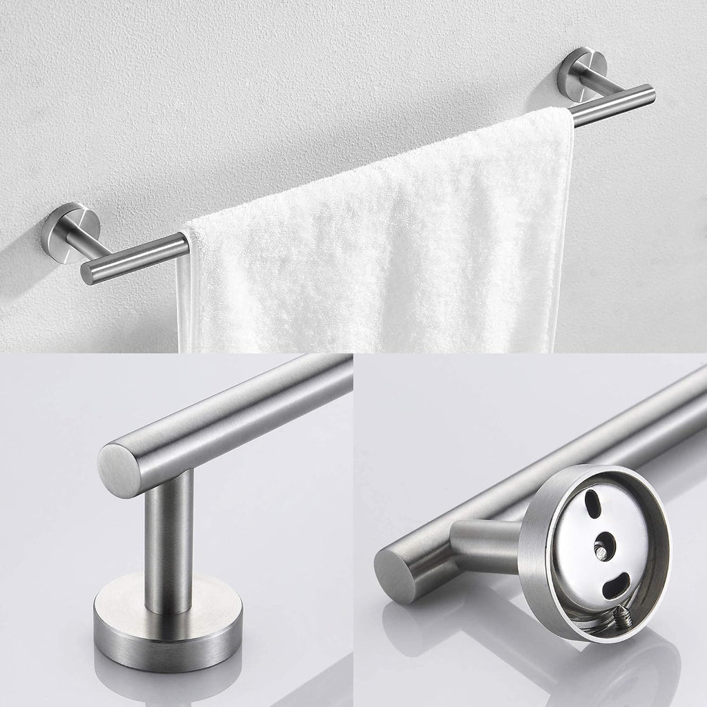 Marmolux ACC Bathroom Hardware Set - 4 Pieces Wall Mount Accessories - Towel Hooks, Hand Towel Holder, Towel Ring, Toilet Paper Holder - Made of SUS 304 Stainless Steel with Brushed Finish
