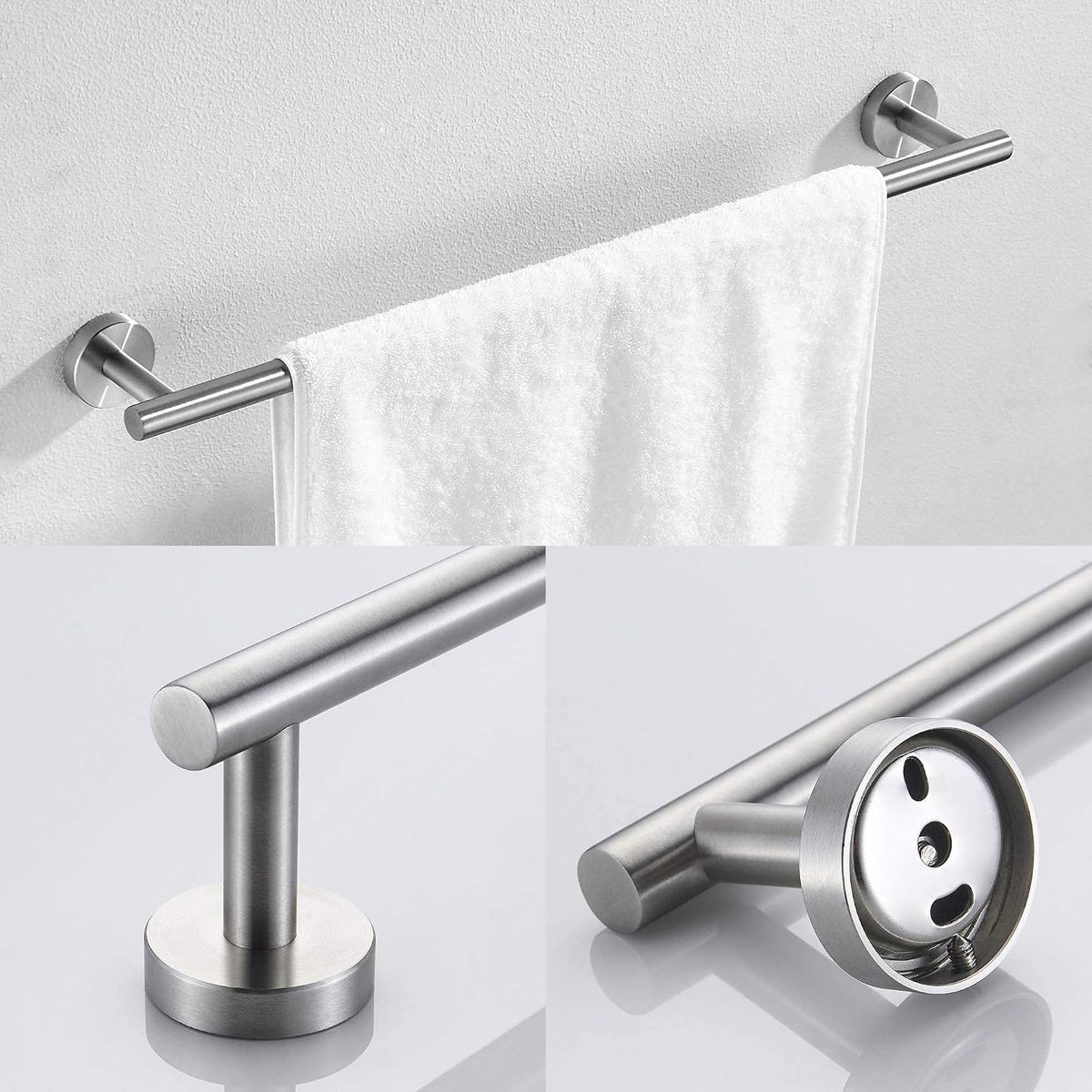 Marmolux ACC Bathroom Hardware Set - 4 Pieces Wall Mount Accessories - Towel Hooks, Hand Towel Holder, Towel Ring, Toilet Paper Holder - Made of SUS 304 Stainless Steel with Brushed Finish