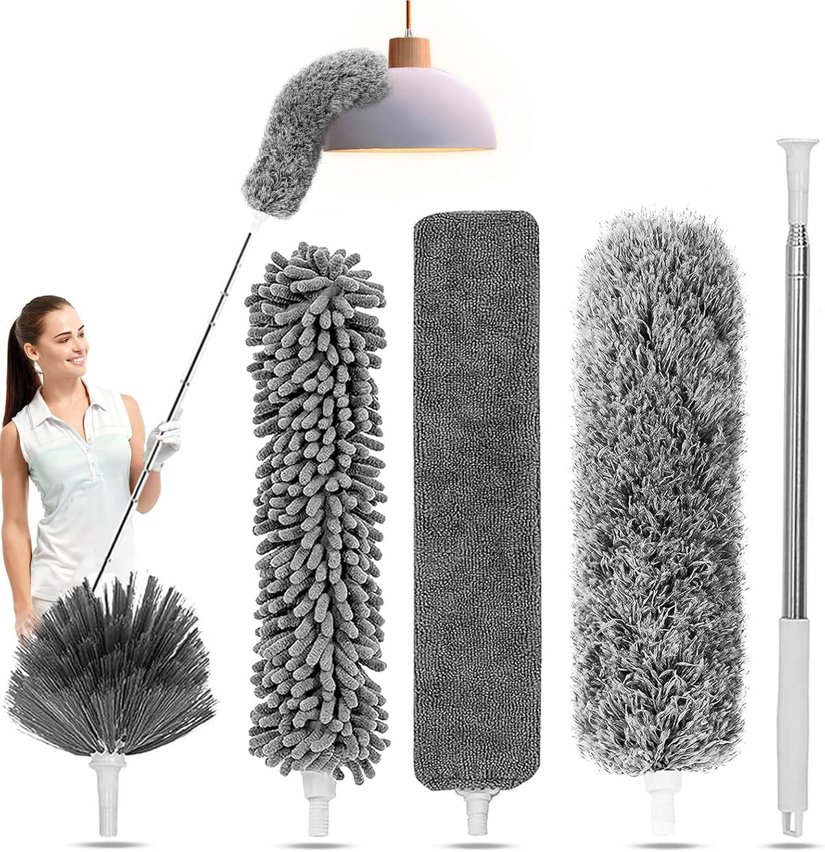 Duster with Extension Pole - Grey