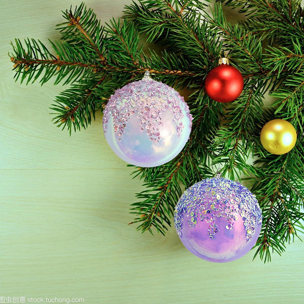 4Pcs Christmas Balls Ornaments -Shatterproof Christmas Ball for Xmas Tree Decorations Hanging,Wedding Party Holiday Decorations Colorful Purple Glitter Ball 4in x 4 Pack