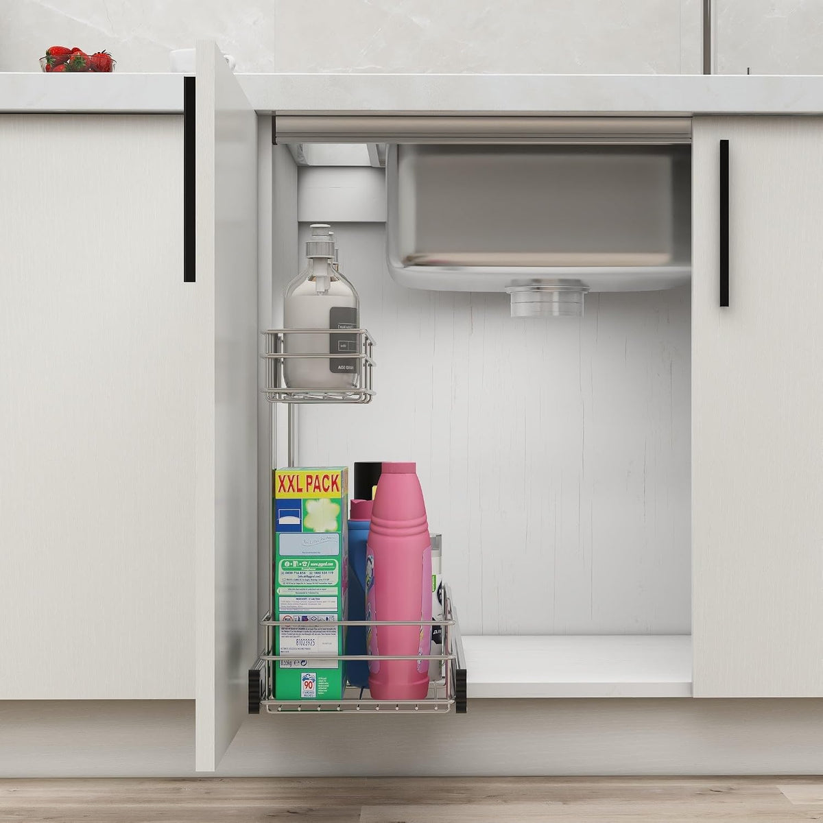 2 Pack Under Sink Organizer 9"W X17"D, Pull Out Cabinet Organizer 2 Tier,