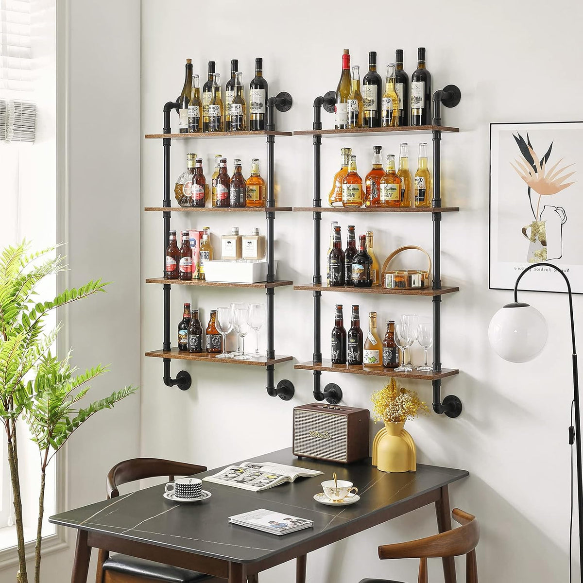 YMYNY 4 Tier Wall Mounted Floating Shelf 50x23.6x7.87 Rustic Brown UHWS002H
