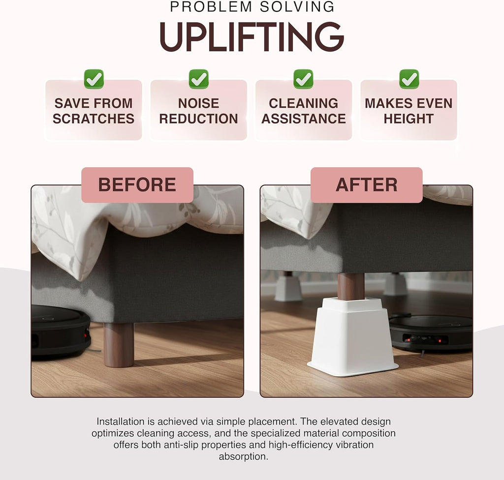 Utopia Bedding Adjustable Bed Risers 3 & 5 Inch, White, 4-Pack