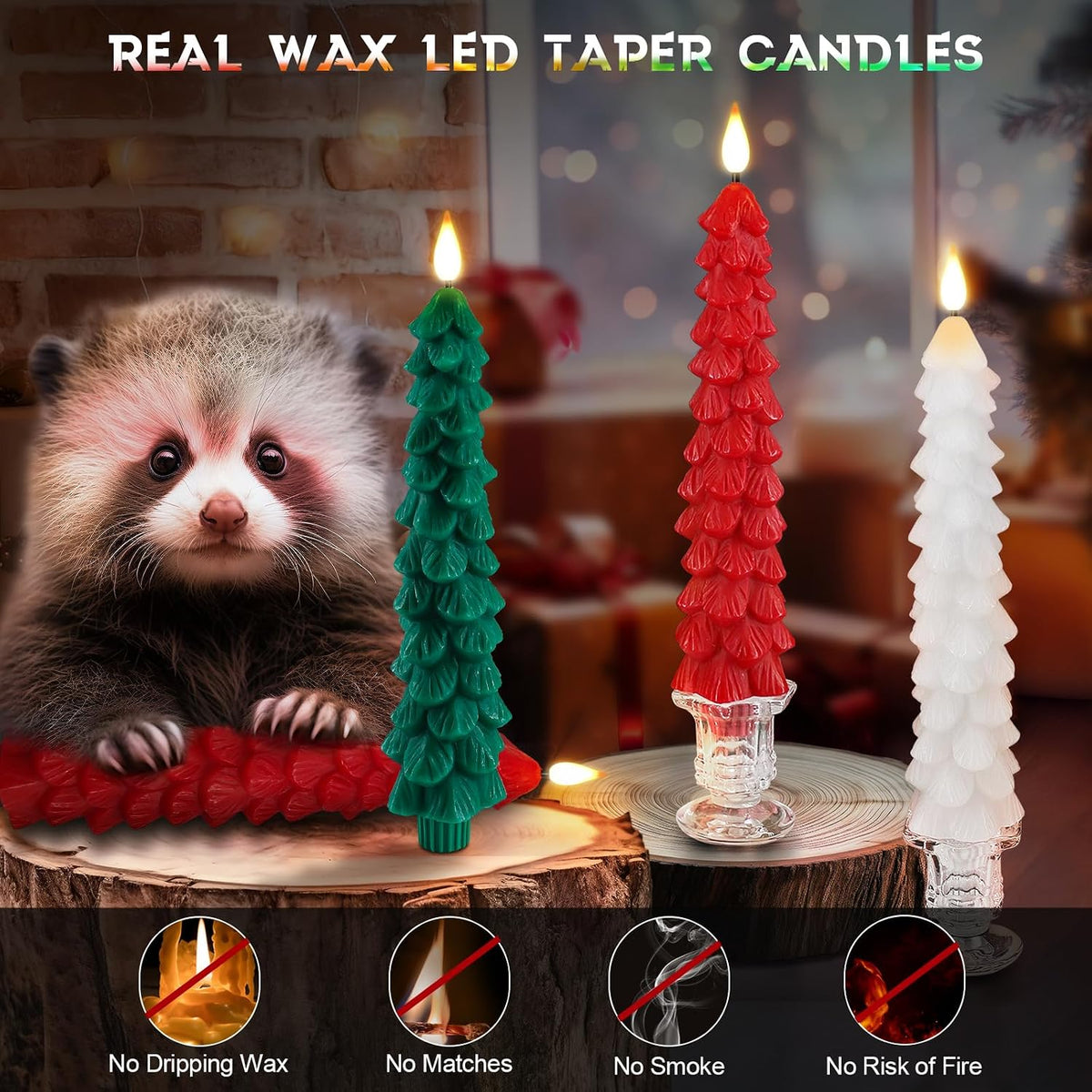 PChero Christmas Tree Candles with Remote Timer, 3 Pack, 9.7 Inches