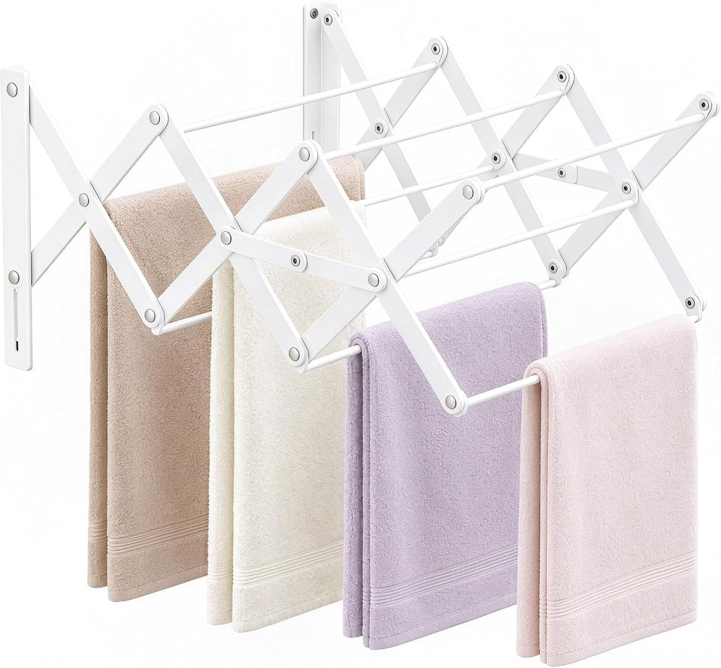 STORAGE MANIAC Wall Mounted Clothes Drying Rack Foldable Laundry Rack