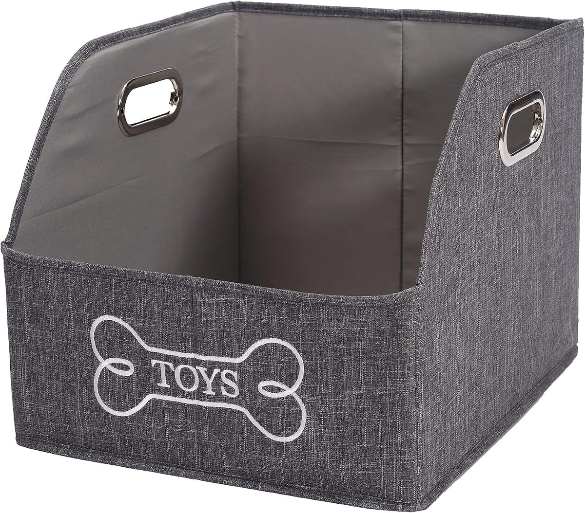 Foldable Dog Toy Basket-Dog Toys Bin-Dog Toy box-Storage Basket with Handle,Organizer Bin for Pet Toys, Blanket, Shelves, Closet -gray