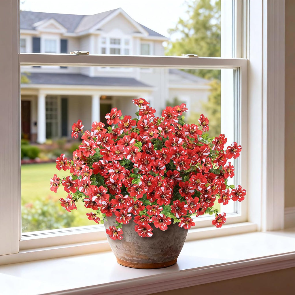 2Set Artificial Eucalyptus Flower Topiary Tree for Front Porch(Red)