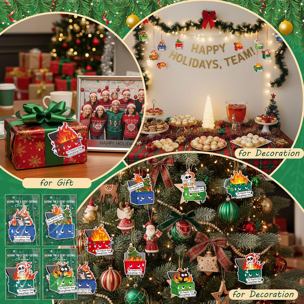 40 Sets Dumpster Fire Hanging Ornament Emotional Funny Positive Support Scent Sachets Air Freshener with Card Thank You Gifts for Teacher Nurse Office Coworker Employee Team Staff, 10 Scent