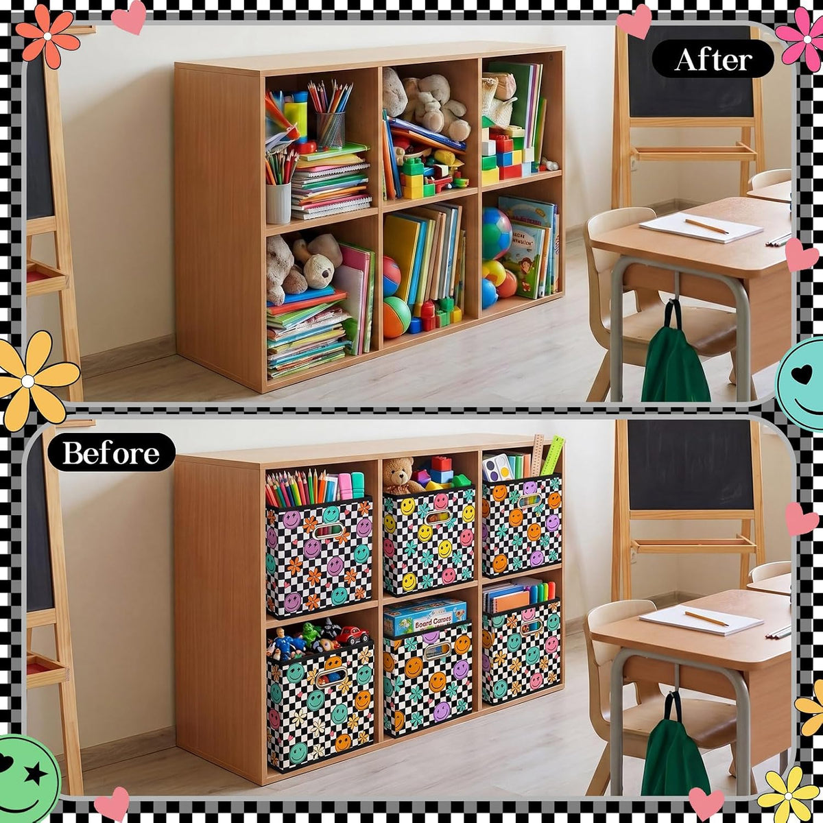 Gerrii 6 Pack 11 Inch Cube Storage Bins for Classroom Foldable Fabric