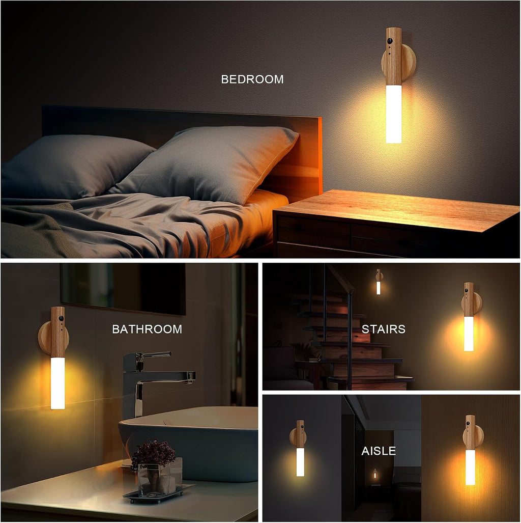 Wood Motion Sensor Night Light RGB Stairway Wall
