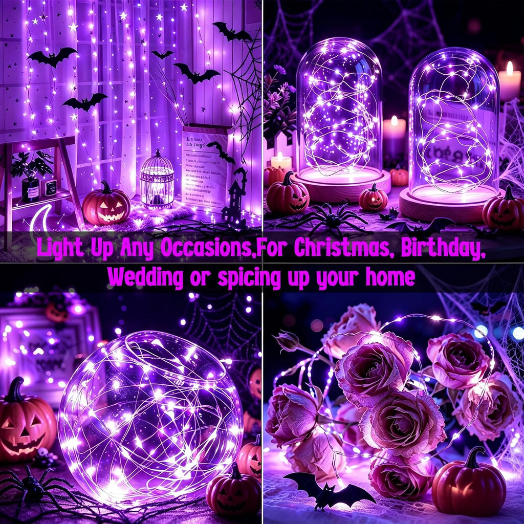 12 Pack Purple Fairy Lights Battery Operated, 10 ft 30 LEDs String Lights