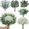 Mixed Eucalyptus Leaves Stems Bulk Artificial Silver Dollar Leaves Picks Dried Eucalyptus Bundle Faux Spray for Wedding Vase Bouquet Decor (120, Green/White)