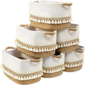 6 Pack Storage Basket for Shelves, Boho Cotton Rope Storage Bins with Heavy Tassel, Shelf Baskets Large Woven Baskets for Organizing, Cube Organizer Bins, Baby Laundry Basket for Clothes, Toys, Pets