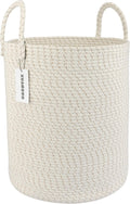 XUANGUO Cotton Rope Laundry Basket Hamper for Clothes, striped