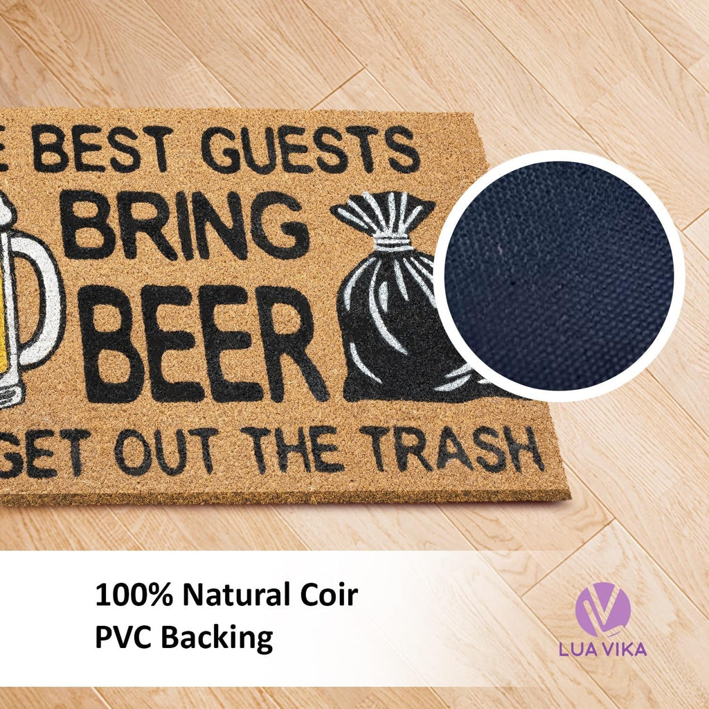 Funny Coir Door Mats Outside and Inside, Beer, 17 x 30 in