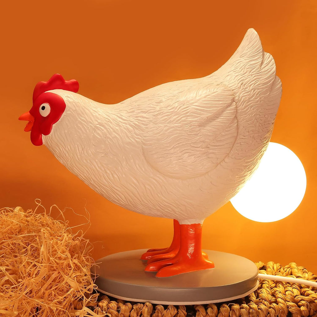 OkiyiD Chicken Egg Lamp, Funny Hen Chicken Table Lamp, LED Egg Night Lght, Resin Chicken with Stepless Dimming Function, Decoration for Home, Bedroom, Study Room