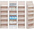 Over Door Organizer with 6 Extra Large Pockets 12 Side Pockets, Sturdy Closet Storage Rack, Hanging Storage Organizer with Clear Window for Shoes, Diaper, Bedroom, Bathroom, Beige, 4-Pack