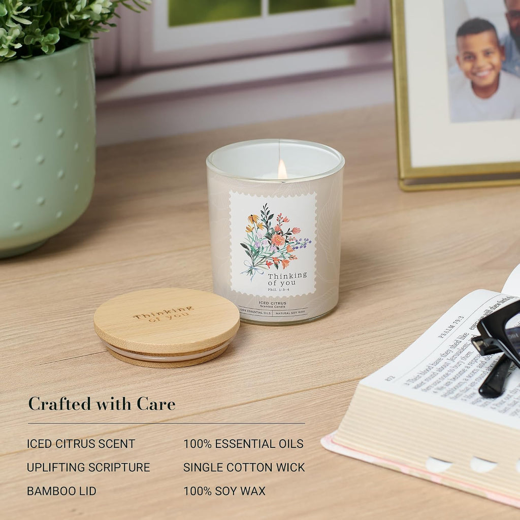 Christian Art Gifts Soy Wax Scented Candle: Thinking of You Sentiment