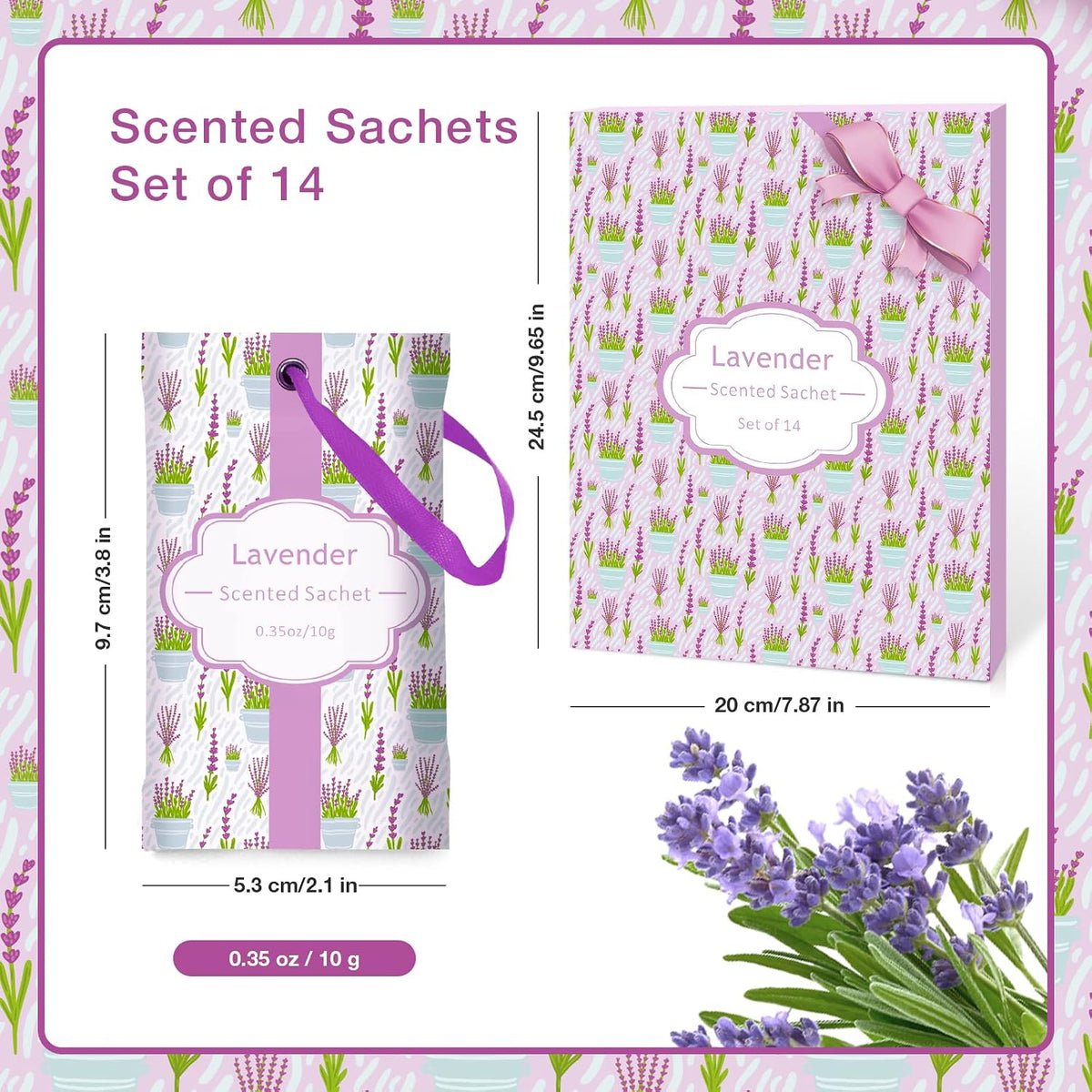 SCENTORINI Lavender Sachets for Drawer and Closet, Sachets Bags 14 Pack
