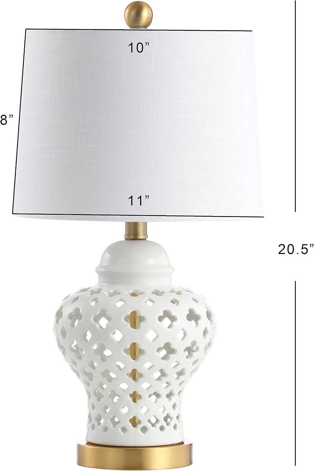 JONATHAN Y Pierced Ginger Jar 20.5" Ceramic Table Lamp, White