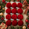12 Pcs Velvet Ornaments for Christmas Tree Decorations, 3.15 Inch Red Velvet Christmas Balls with 4 Different Shapes, Shatterproof Velvet Ornaments Set for for Xmas Tree, Wreath, Holiday Home Decor