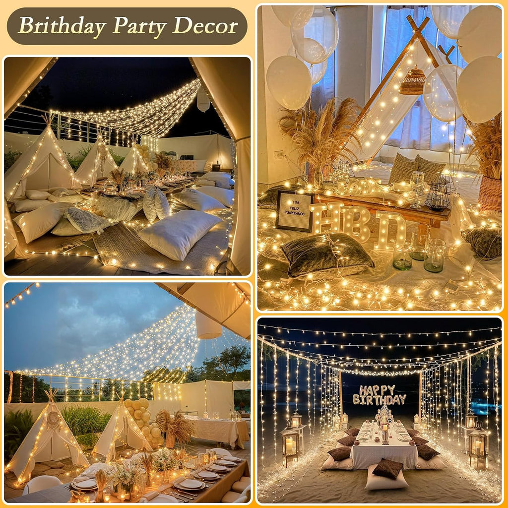 66FT 200 LED Warm White String Lights, 8 Modes Fairy Lights with Timer, Waterproof & Durable Indoor Outdoor Decor for Garden, Patio, Party