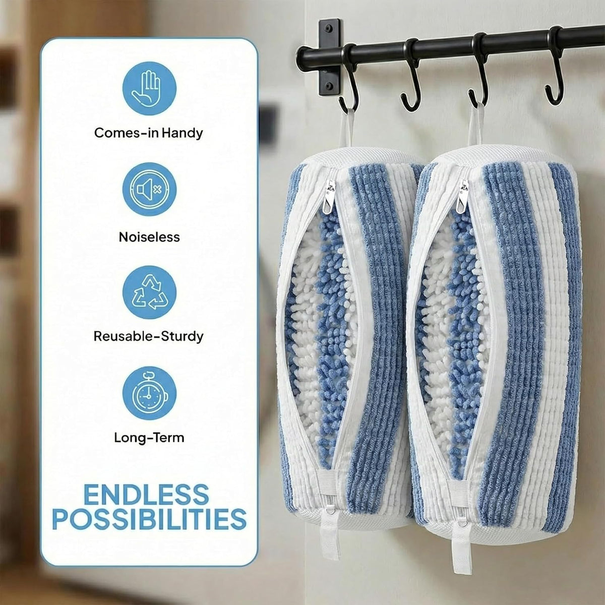 Shoe Washing Machine Bag，2PCS Laundry Shoe Bags for Sneaker，Washer and Dryer Reusable Shoes Cleaning Bag for All Shoe Sizes - Blue White