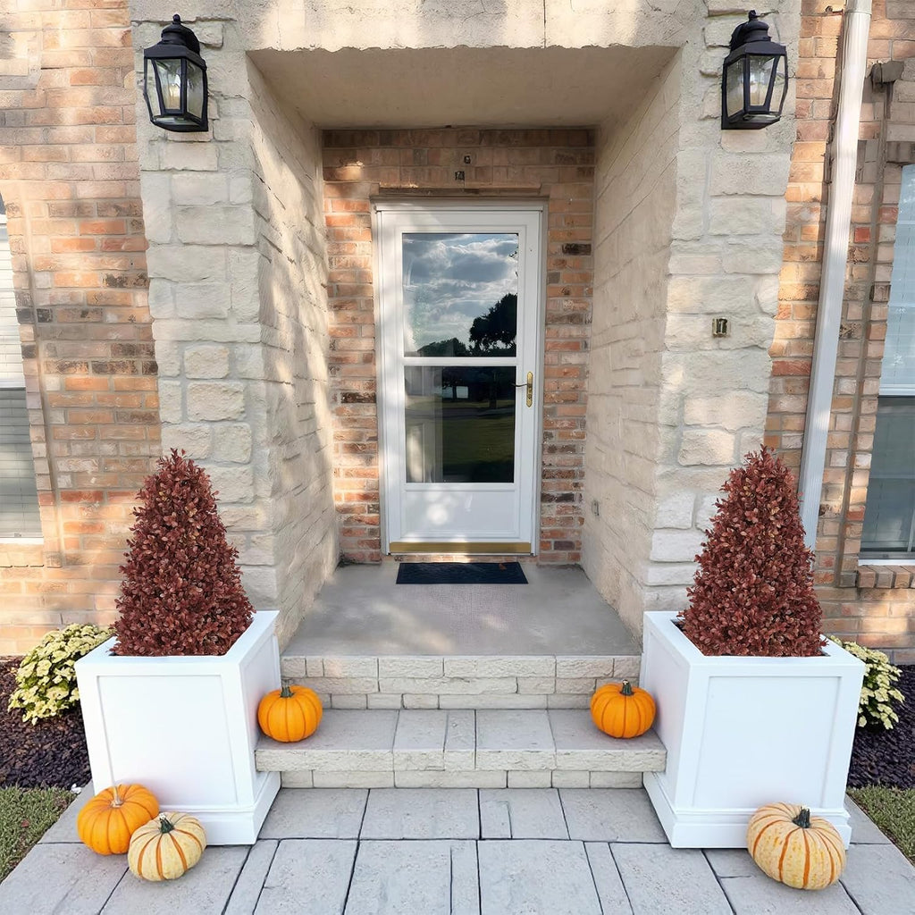 30" Artificial Boxwood Plants Outdoor, Fall Topiary Trees Set of 2