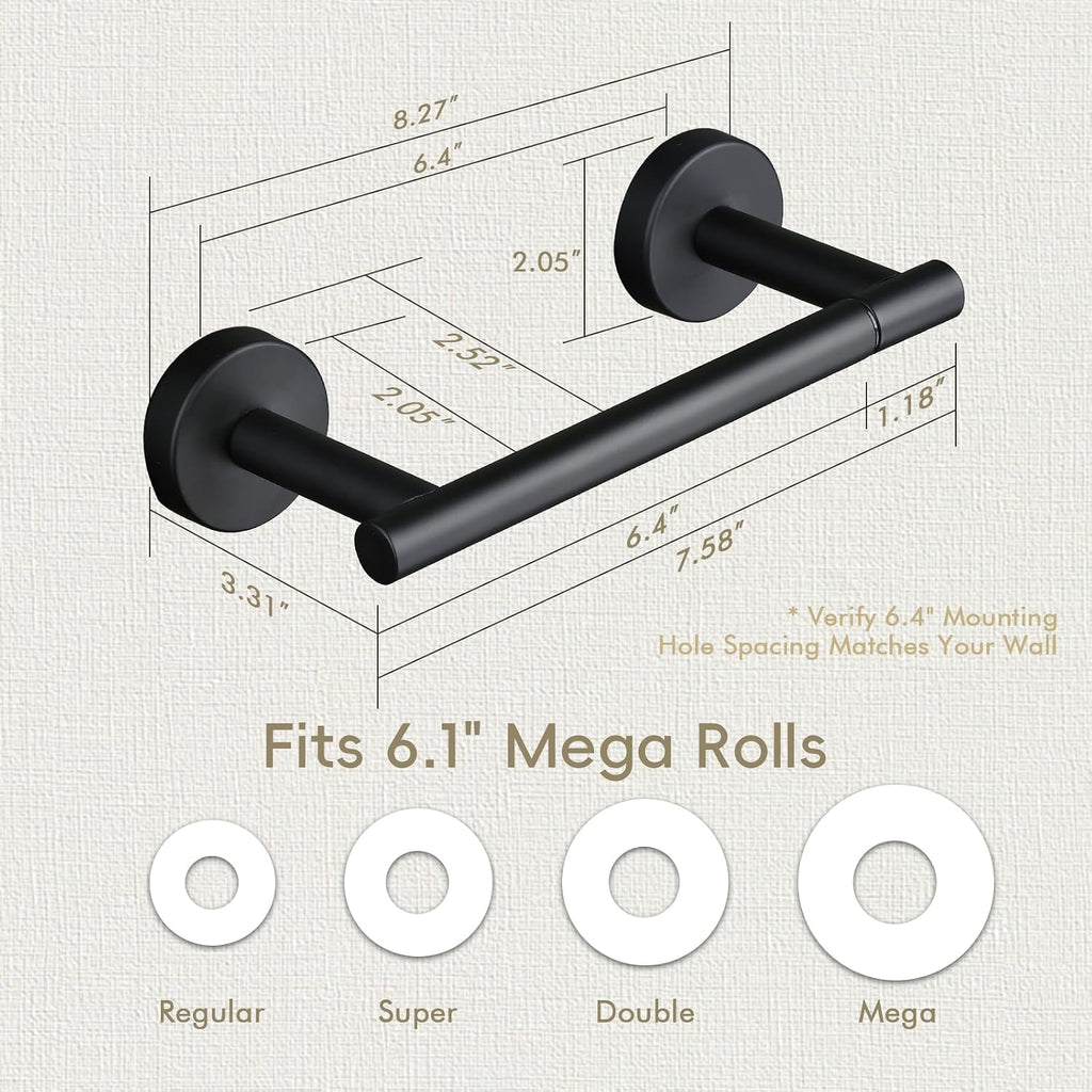 Toilet Paper Holder, NEWRAIN Double Post Pivoting Bathroom Toilet Paper Roll Holder, Stainless Steel Wall Mounted RV Tissue Roll Holder, Matte Black Commercial Farmhouse Toilet Paper Dispenser