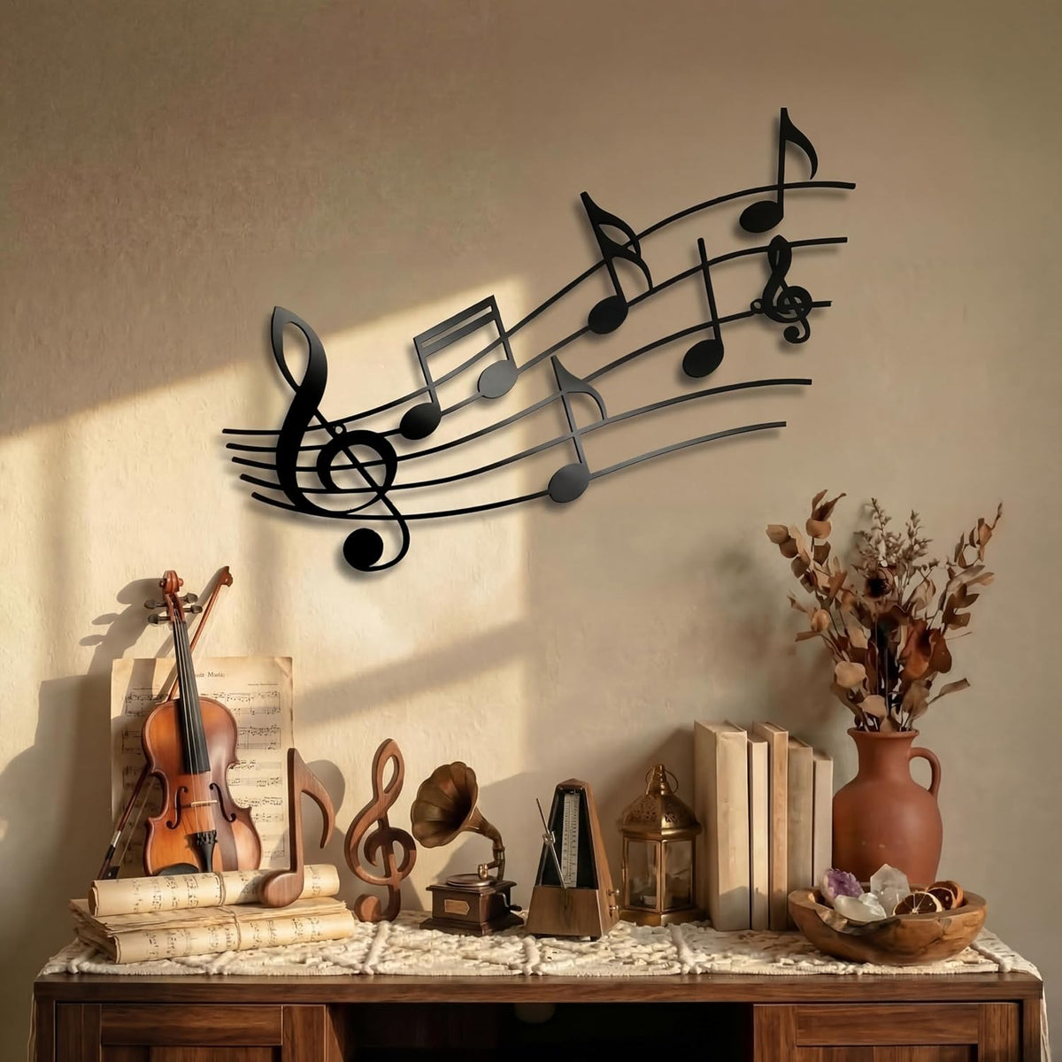 Zhengmy Metal Music Note Wall Art Decor Black Musical Note Wall Art Sign