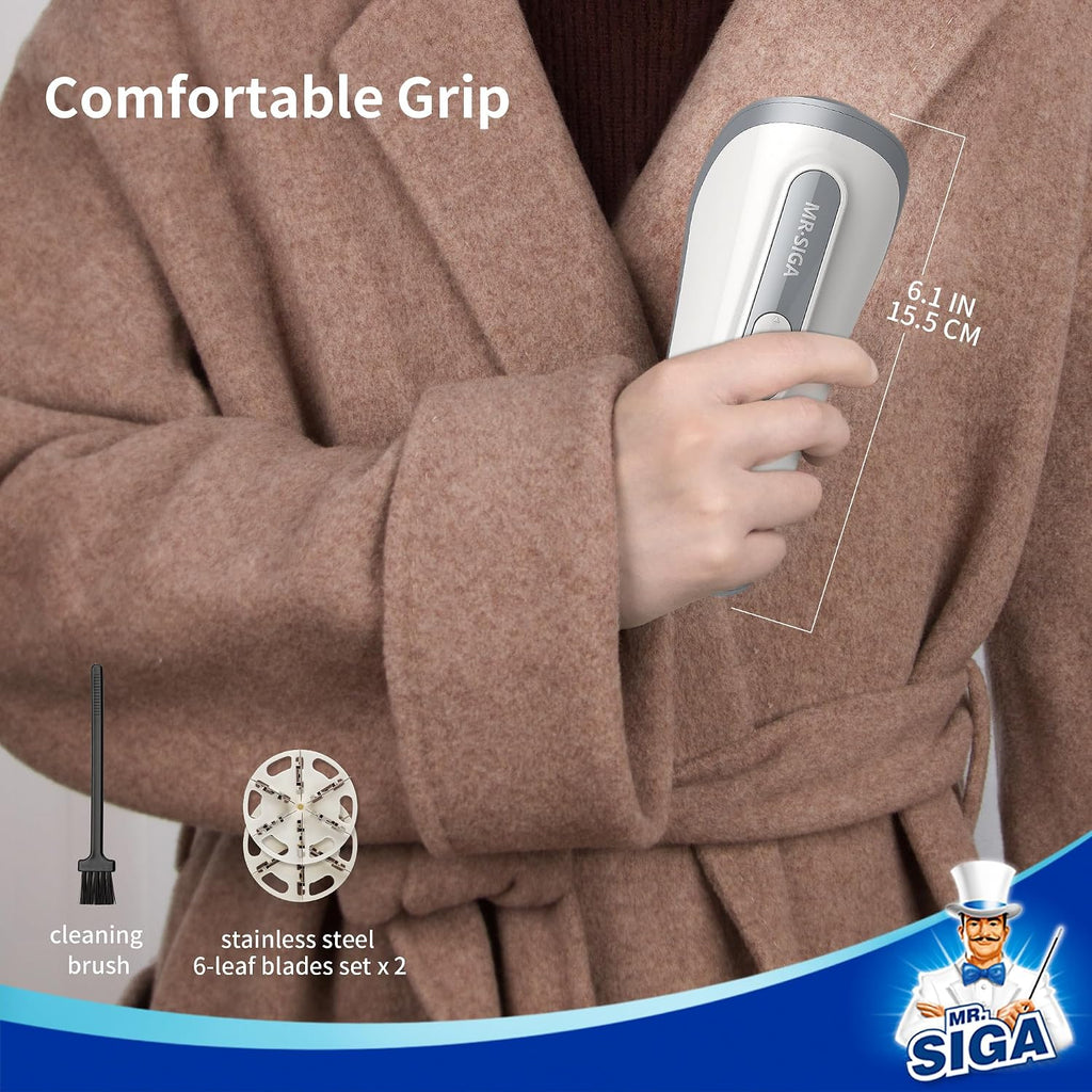MR.SIGA Fabric Shaver and Lint Remover with 2 Replaceable 6-Leaf Blades